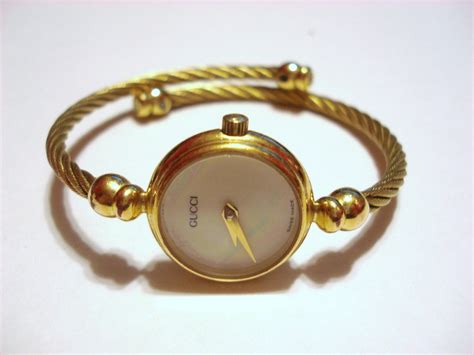 9ct gold gucci bangle|vintage Gucci gold bangle watch.